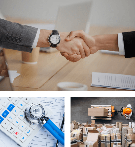 Hospital administrators discussing medical supplies procurement strategy