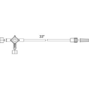 3-Way Anesthesia Style Stopcock Standard Bore Extension with Injection Site  Non-Vented White Caps  Male Luer Lock  50CS - MX253L