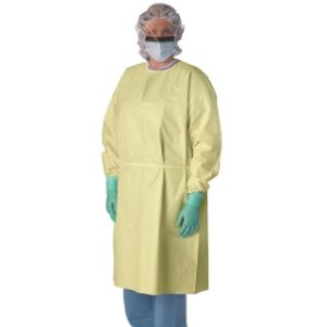 AAMI Level 3 Isolation Gown with Knit Cuff, Hook-and-Loop, Yellow, Size XL, 100 Per/Cs