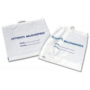 BAG, PATIENT BELONGING, RGD HDL, WHT, PRNT, 250 EA/CS