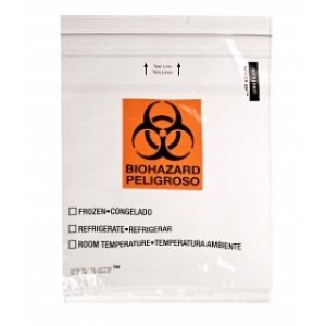 BAG, SPECIMEN, 8X10, CLR, BIOHZD, ZIP, 2 PKT, 1000 EA/CS, 10 PK/CS