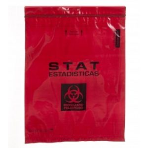 BAG, SPECIMEN, 8X10, STAT RED, ZIPPER, 2 PKT, 1000 EA/CS, 10 PK/CS