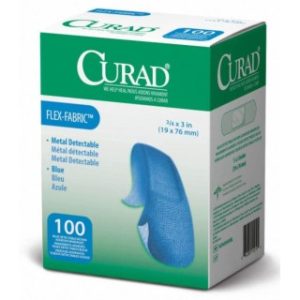 BANDAGE, ADH, FABRIC, 3/4''X3'', BLUE, MET DET, 1200 EA/CS, 12 BX/CS