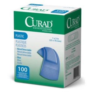 BANDAGE, ADH, PLASTIC, 1''X3'', BLUE, METAL DET, 1200 EA/CS, 12 BX/CS