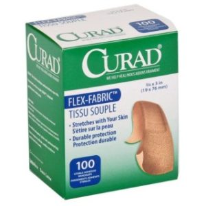 BANDAGE, ADHESIVE, FABRIC, 3/4''X3'', STRL, LF, 100 EA/BX, 12 BX/CS