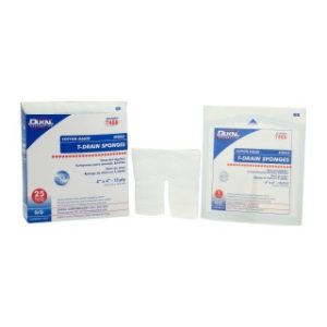 Cotton T-Drain Sponges 4 x 4 16-Ply  Sterile - 1PK  25PK  12 PKCS - 7468