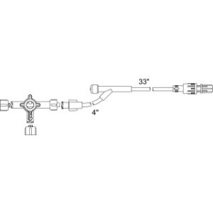 Detachable Large Bore 4-Way Hi-Flo Stopcock Standard Bore Extension with Y Injection Site  Slide Swivel Luer Lock  50CS - MX423YSL
