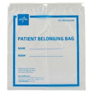 Drawstring Patient Belongings Bags,Clear, 250 EA/CS, 10 PK/CS