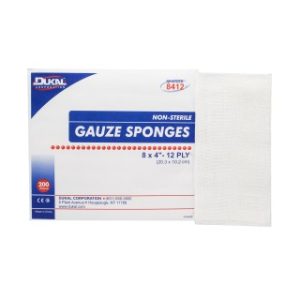 Gauze Sponges 8 x 4 12-Ply  Non-Sterile - 200BG  10 BGCS - 8412