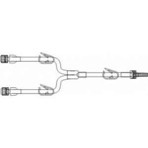 SET EXTENSION IV 8IN BIFUSE W3 CLAMPS (RED  BLUE  WHITE)  LUER LOCK DEHP-FREE LATEX-FREE - B1482