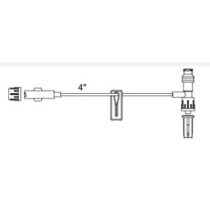 Small Bore T-Connector Extension with SmartSite Needle-Free Valve  Non-Removable Slide Clamp  Swivel Luer Lock  100CS - SM5008