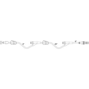 Standard Bore Extension with Pinch Clamps  2 SmartSite Needle-Free Valves  Slide Swivel Luer Lock  50CS - SM5024