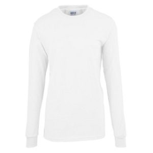T-SHIRT, WHITE, 100% COTTON, LONG SLV, XL, 72 EA/CS