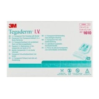 Tegaderm I.V. Transparent Film Paediatric Dressing with Border  5cm x 5.7cm  100BX  4 BXCS - 1610 Tegaderm I.V. Transparent Film Paediatric Dressing with Border  5cm x 5.7cm  100BX  4 BXCS - 1610
