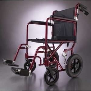 WHEELCHAIR, TRANSPORT, 12'' WHL, RED, DIRECT, EACH