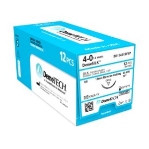 Flexi-Mat SK164019F4P - Suture Silk, 45cm, Black, 4/0 USP, 19mm, 3/8 Circle, Reverse Cutting, 12 Per/Bx (cross reference to Ethicon 683G)