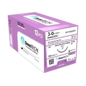 Flexi-Mat G1173024F4P - Suture Polyglactin 910, 70cm, Colorless, Abosrbable, Braided, Coated, USP, 3/0 USP, 24mm, 3/8 Circle, Reverse Cutting, 12 Per/Bx (cross reference to Ethicon J442H)