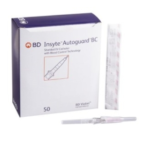 BD 382633 - Catheter 20gx1" Insyte Autoguard IV Winged Blood Cntrl Pink, 50/BX